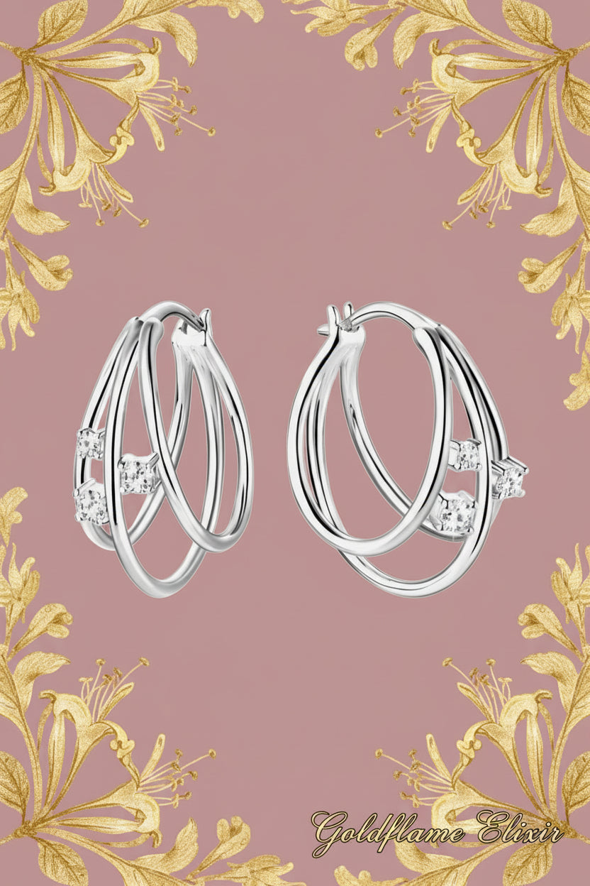Moissanite 925 Sterling Silver Layered Earrings - Timeless Elegance - Goldflame Elixir