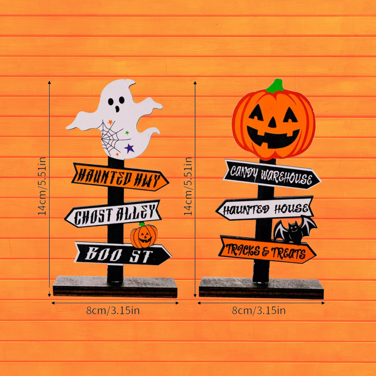 Halloween wooden signpost ornament with ghost figure and haunted way/ghost alley/bdo st signs
