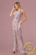 Printed Tie Shoulder Wide Leg Jumpsuit - Chic Versatility - Goldflame Elixir