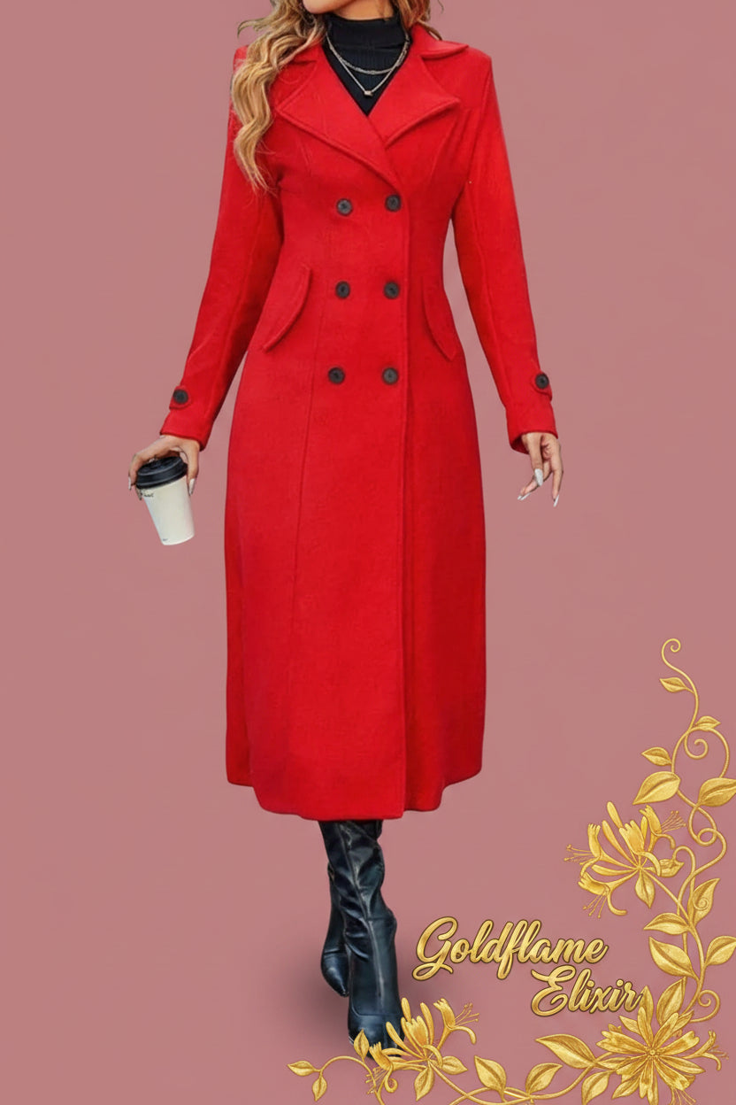 Double-Breasted Longline Trench Coat Plus Size - Timeless Style & Comfort - Goldflame Elixir