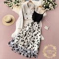 Floral Mesh Dress and Blazer Set - Goldflame Elixir