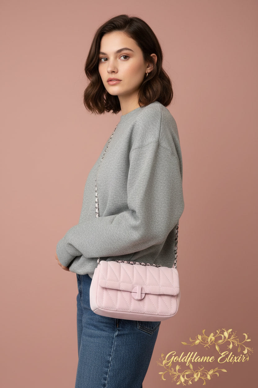 Quilted Flap Chain Crossbody Bag - Goldflame Elixir