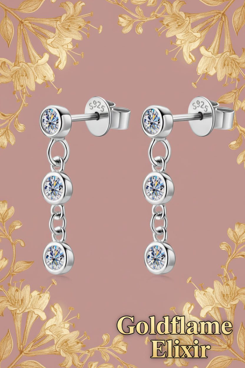 Moissanite 925 Sterling Silver Drop Earrings - Elegant Minimalism - Goldflame Elixir