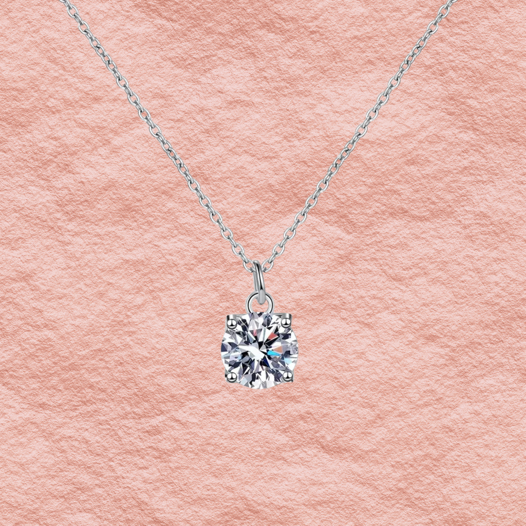 Cushion-cut moissanite pendant on 925 sterling silver chain with small top bail