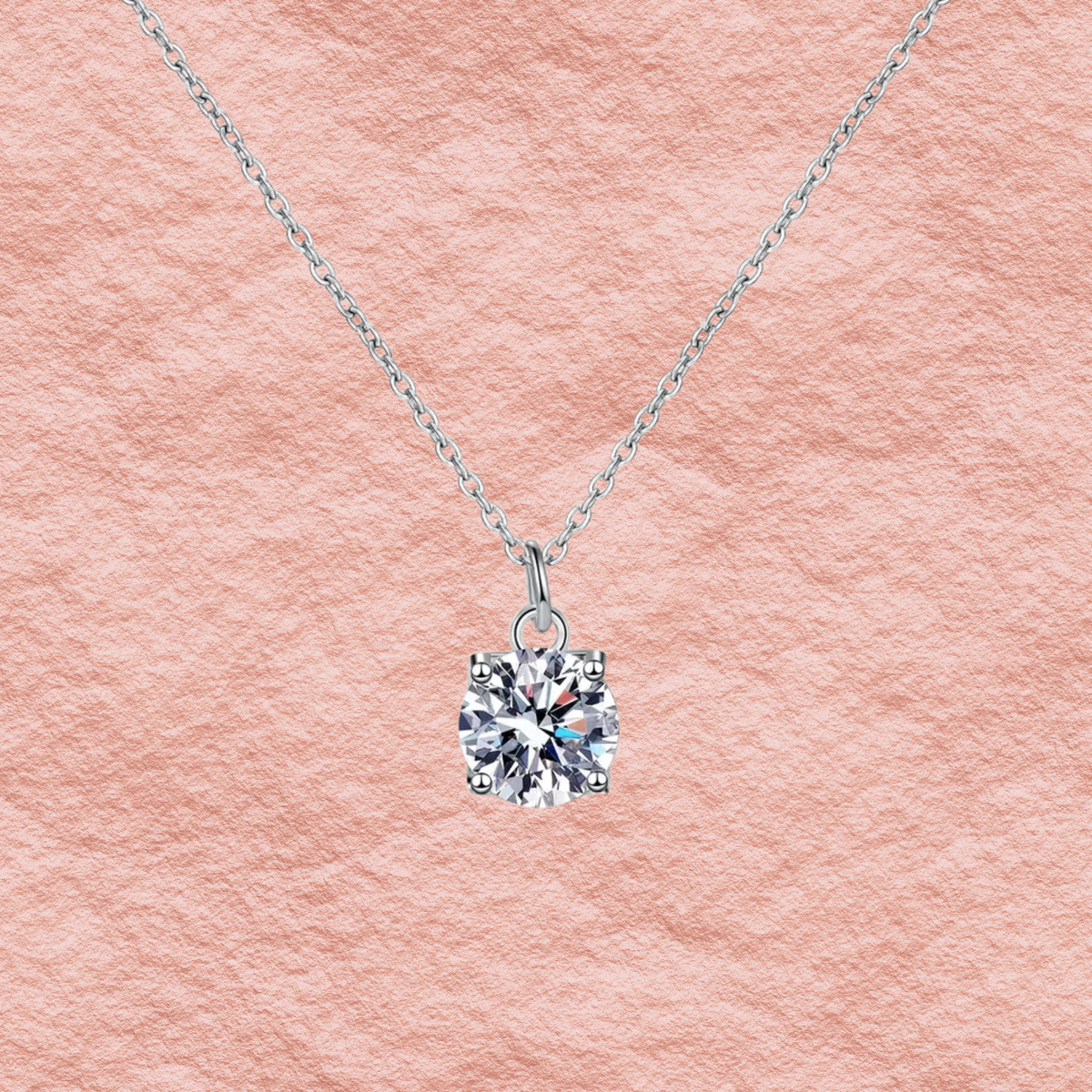 Cushion-cut moissanite pendant on 925 sterling silver chain with small top bail