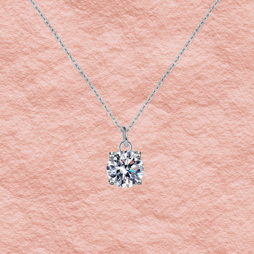 Cushion-cut moissanite pendant on 925 sterling silver chain with small top bail