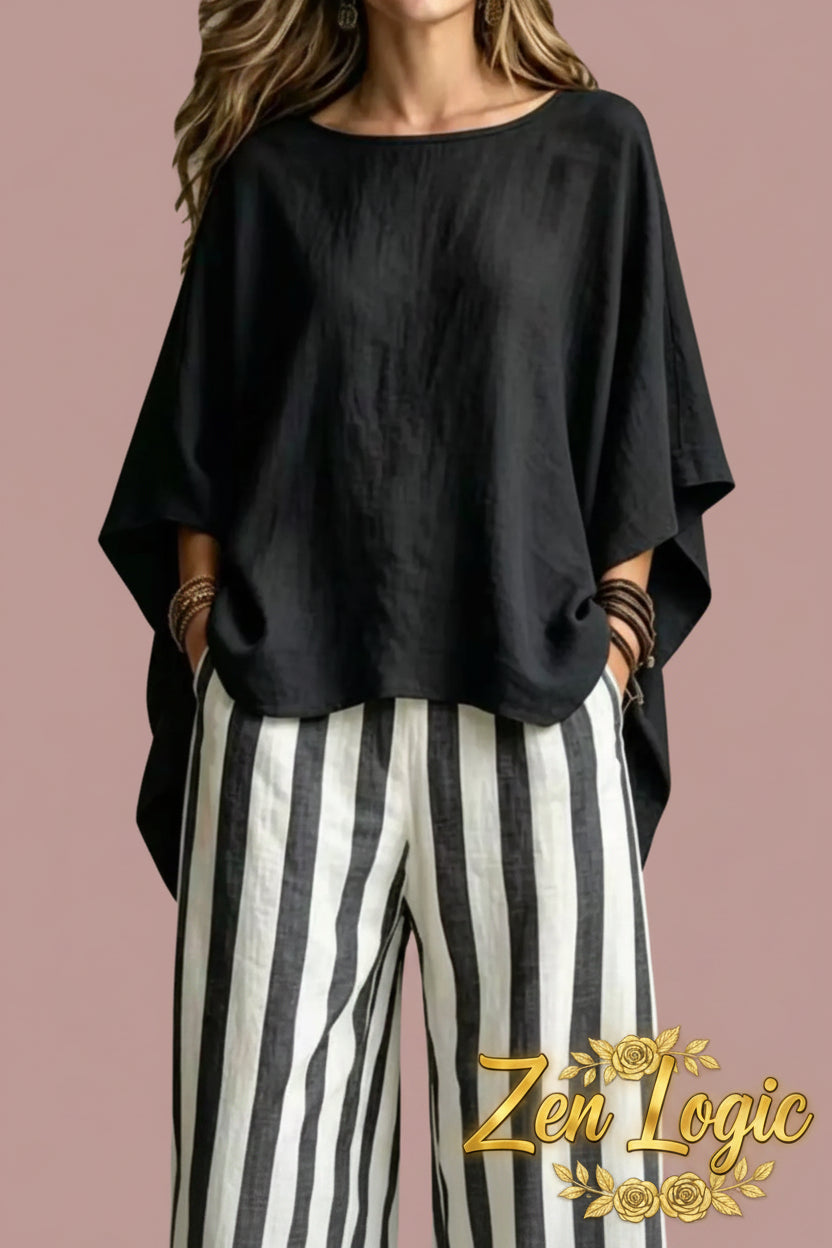 Full Size Solid Color Top and Pants Set Plus Size - Goldflame Elixir