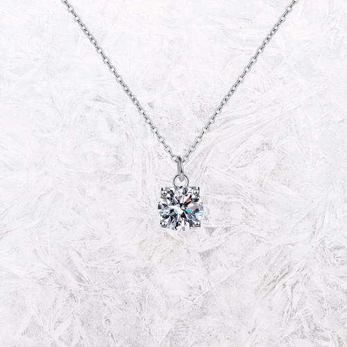 925 sterling silver necklace featuring a cushion-cut moissanite solitaire pendant