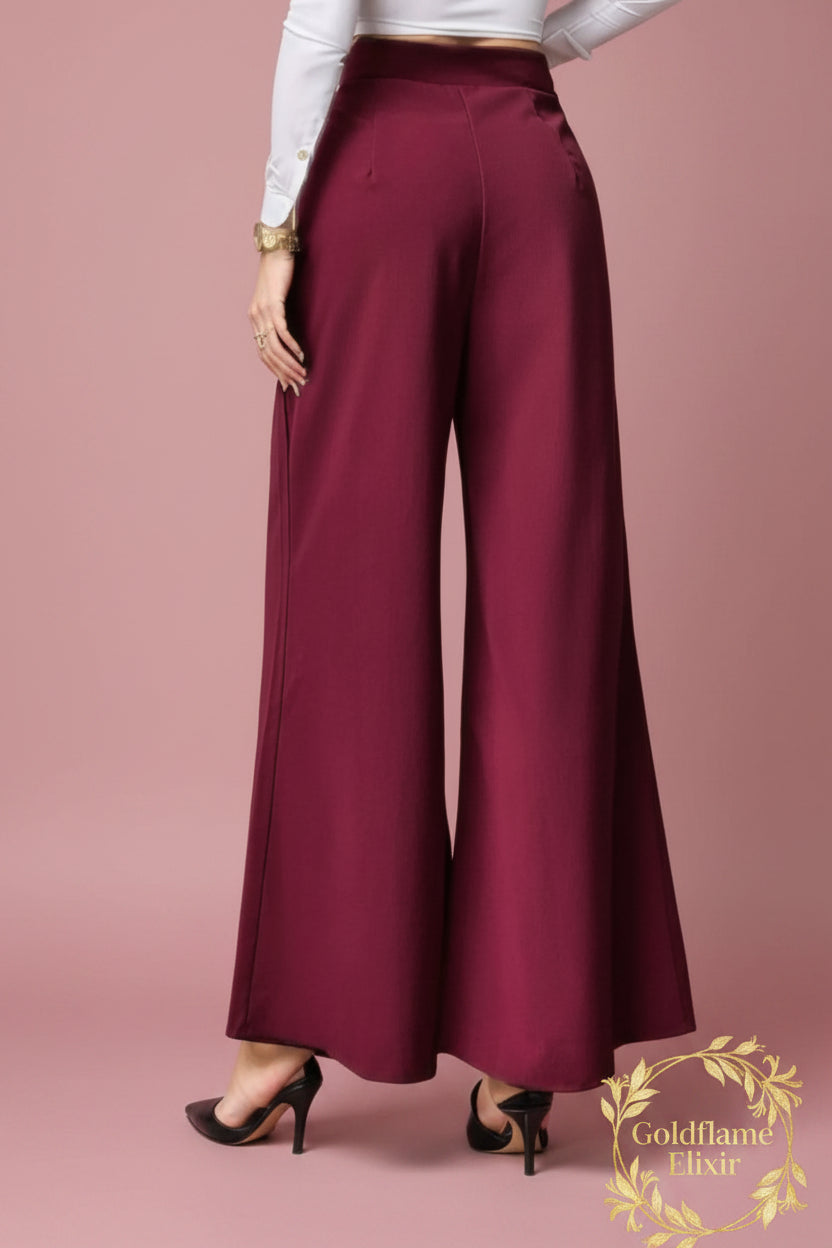 High-Waisted Wide-Leg Pants for Effortless Style and Comfort - Goldflame Elixir