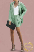 Longline Blazer and Shorts Set with Pockets - Goldflame Elixir