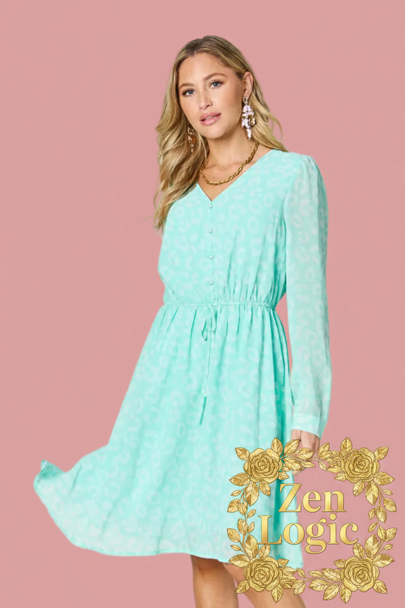 Long Sleeve Dress – V-Neck Elegance for Every Occasion - Goldflame Elixir