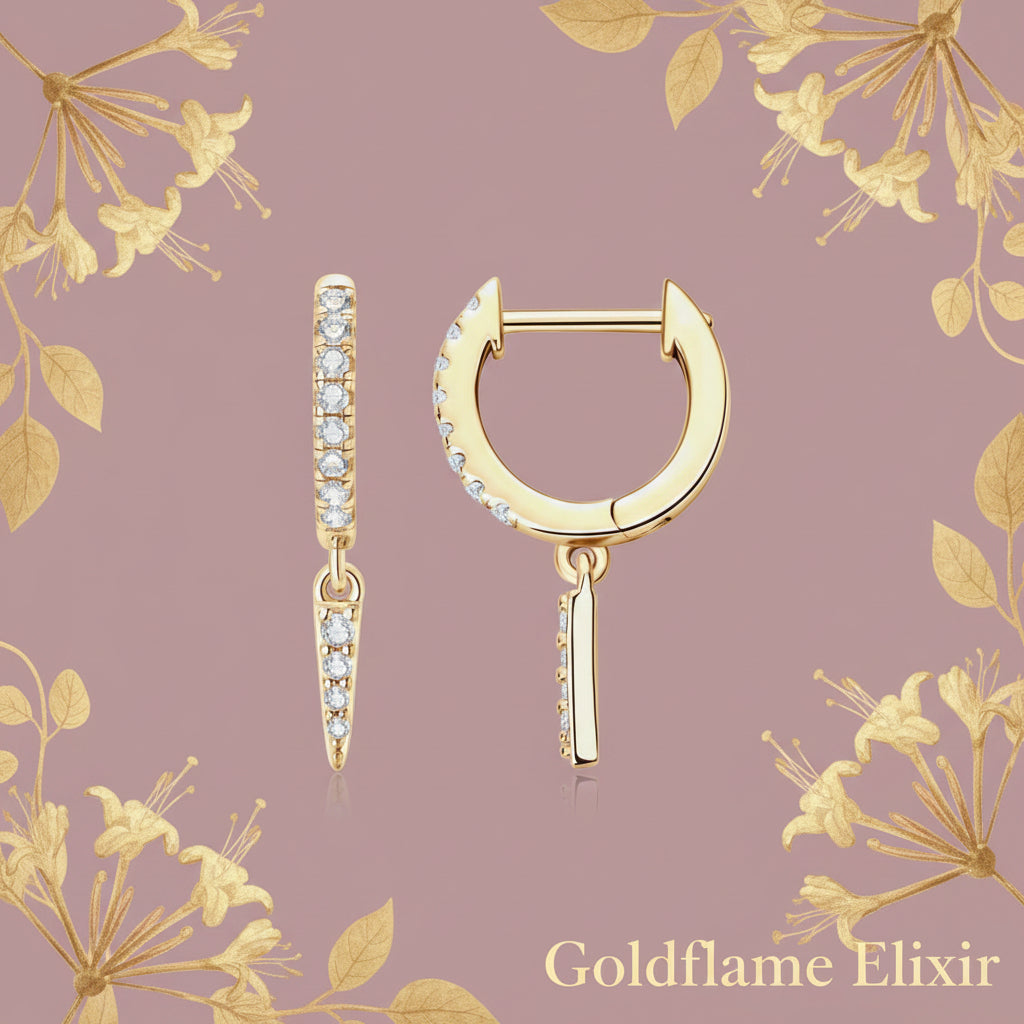 Moissanite 925 Sterling Silver Huggie Drop Earrings - Elegant & Timeless - Goldflame Elixir
