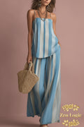 Striped Cami and Wide Leg Pants Set – Effortless Chic for Any Occasion - Goldflame Elixir