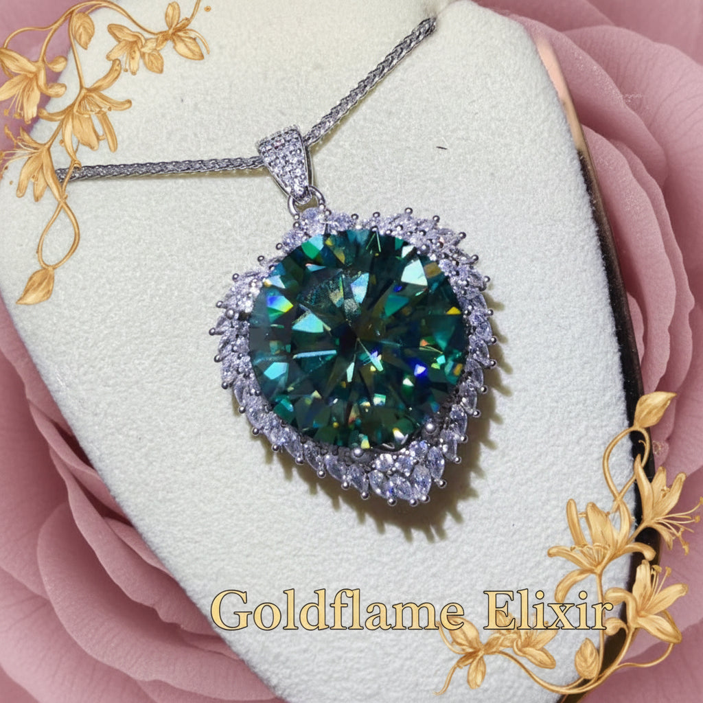 20 Carat Moissanite Sterling Silver Necklace - Dazzling Elegance - Goldflame Elixir