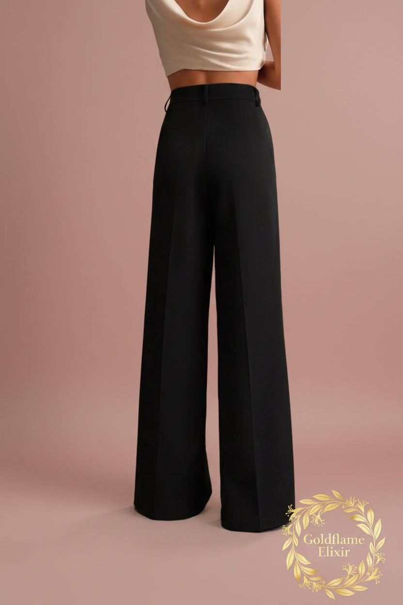 High-Waisted Wide-Leg Pants - Effortless Style & Comfort - Goldflame Elixir