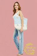 Tassel Tote Bag – Picnic Date Oversized Plaid Tote - Goldflame Elixir