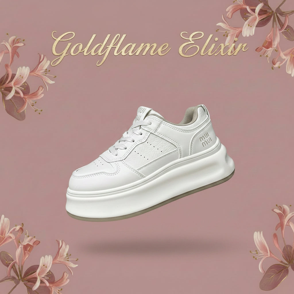 Comfort Meets Style with Our Round Toe Platform Sneakers - Goldflame Elixir
