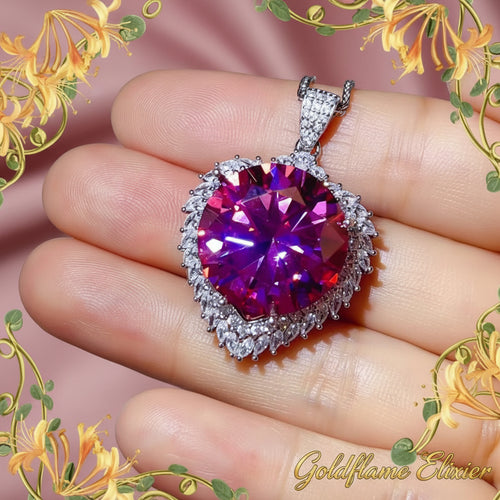 20 Carat Moissanite Silver Pendant Necklace - Radiate Elegance - Goldflame Elixir