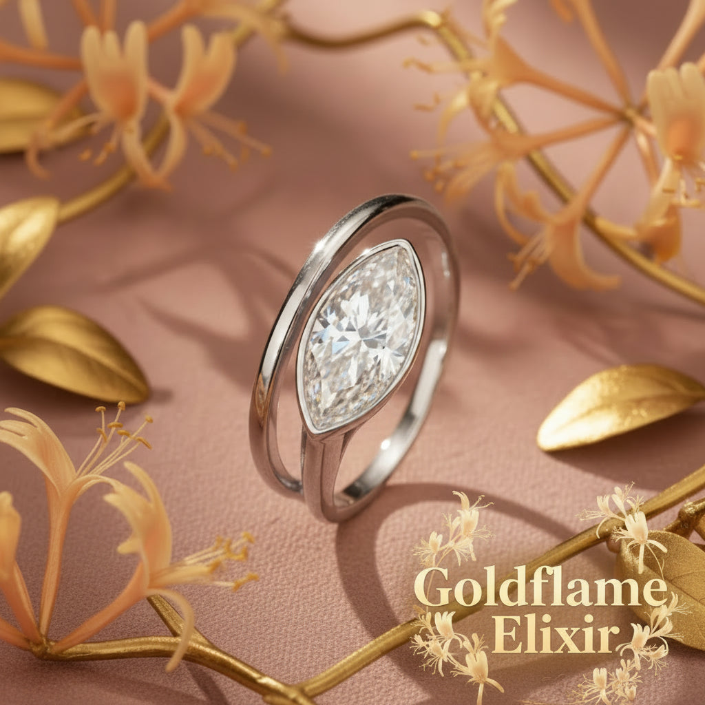 2 Carat Sterling Silver Moissanite Ring - Bypass Design - Goldflame Elixir