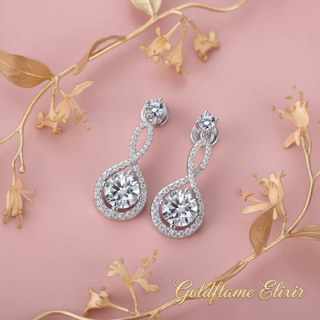 1 Carat Moissanite 925 Sterling Silver Earrings - Elegant Sparkle - Goldflame Elixir