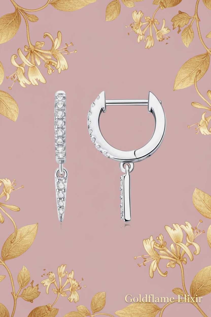 Moissanite 925 Sterling Silver Huggie Drop Earrings - Elegant & Timeless - Goldflame Elixir