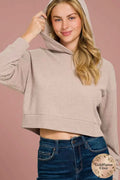 Elevate Your Style with the Zenana Drop Shoulder Ribbed Crop Hoodie - Goldflame Elixir