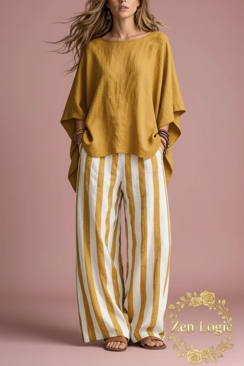 Full Size Solid Color Top and Pants Set Plus Size - Goldflame Elixir