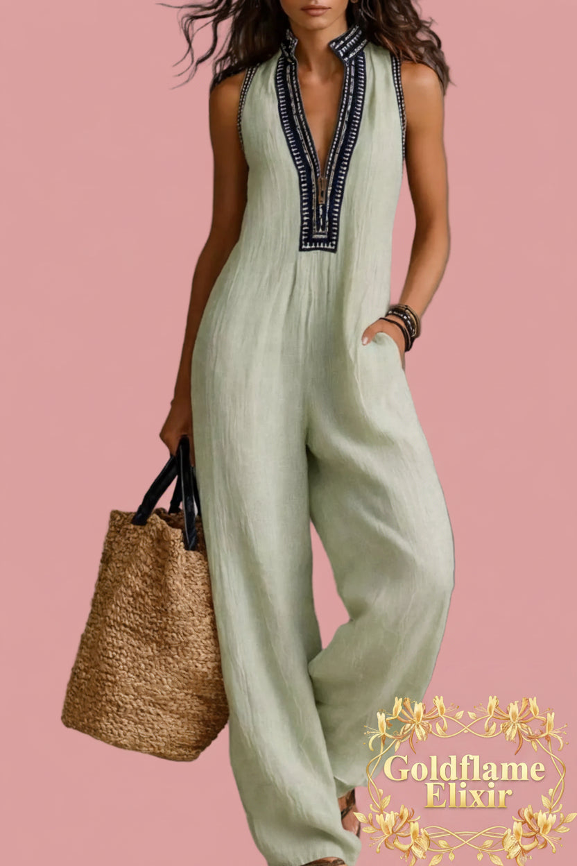 Sleeveless Wide-Leg Jumpsuit Plus Size for Effortless Style - Goldflame Elixir