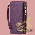 Embossed Floral Pattern Double Zipper Wallet - Goldflame Elixir