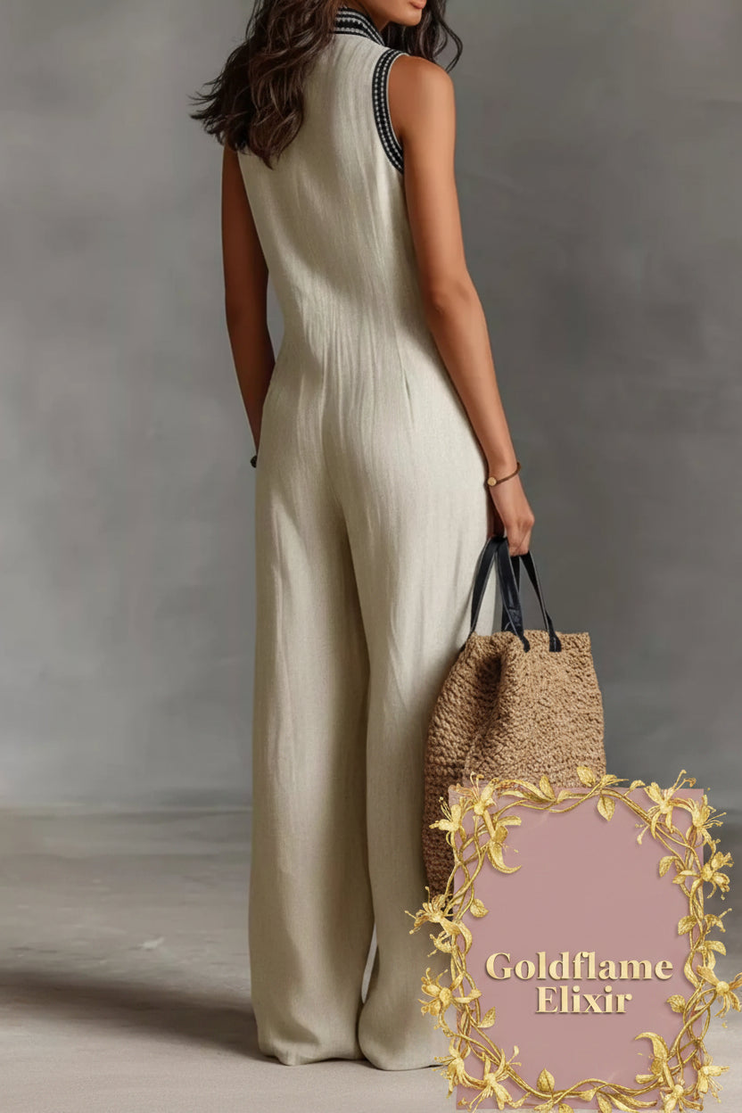 Sleeveless Wide-Leg Jumpsuit Plus Size for Effortless Style - Goldflame Elixir