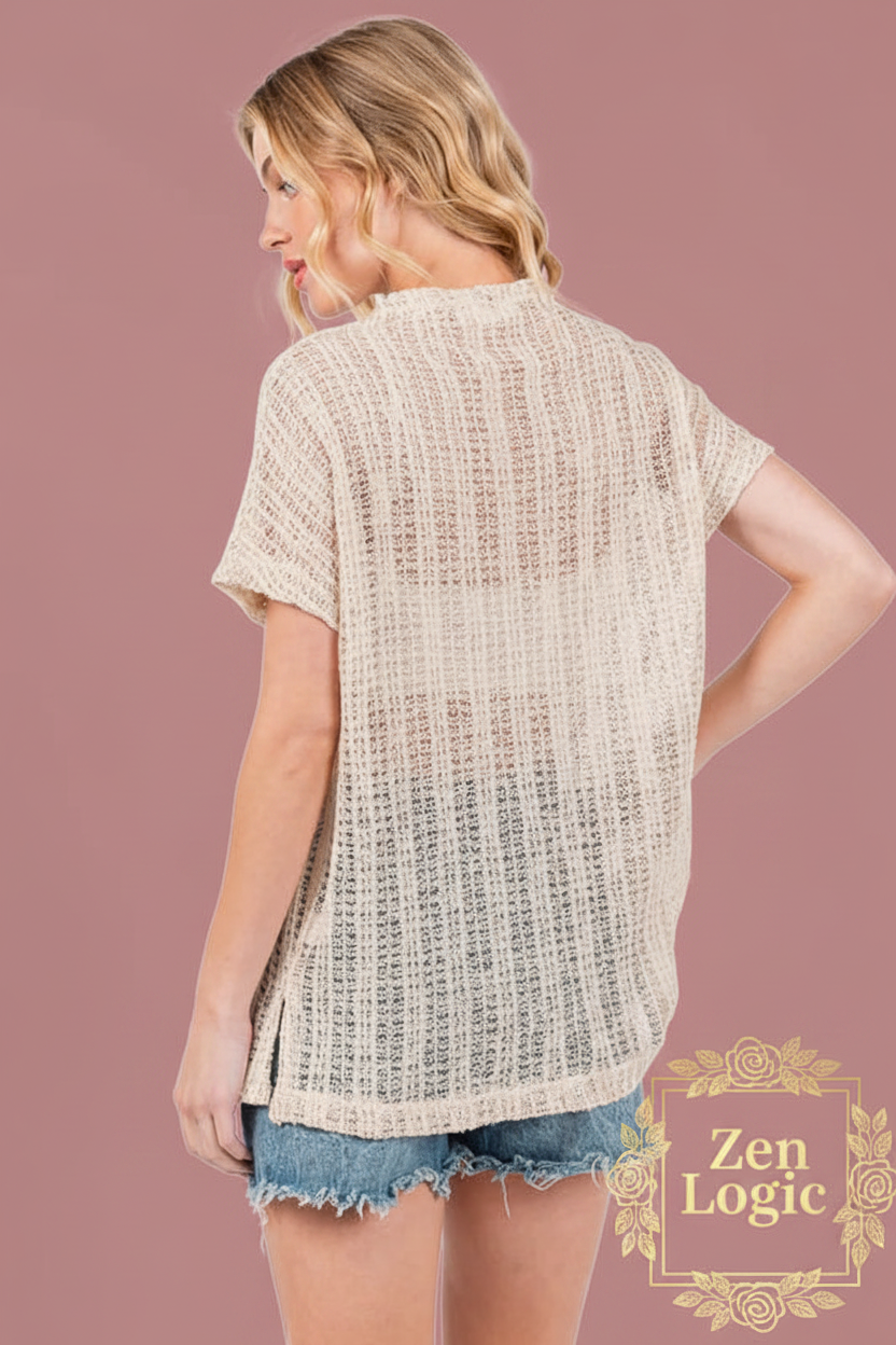 Crochet Mock Neck Cover Up - Chic Beach Essential - Goldflame Elixir