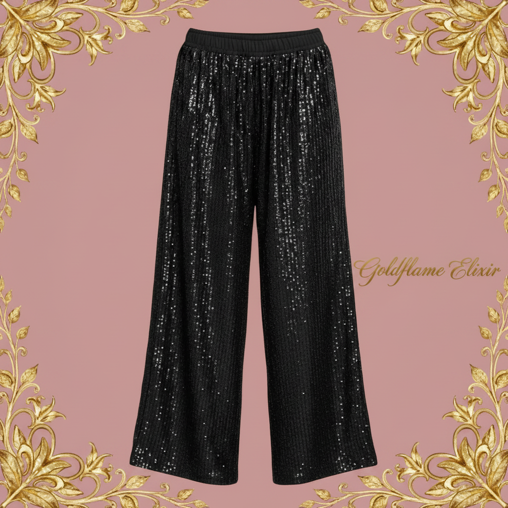 Sequin Wide-Leg Pants: Dazzle and Shine Anywhere You Go - Goldflame Elixir