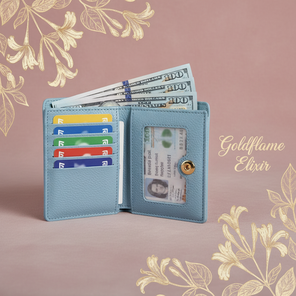 Stylish and Practical Hardware Buckle Card Case for Everyday Use - Goldflame Elixir