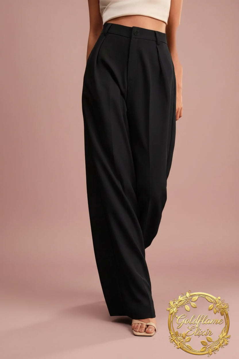 High-Waisted Wide-Leg Pants - Effortless Style & Comfort - Goldflame Elixir