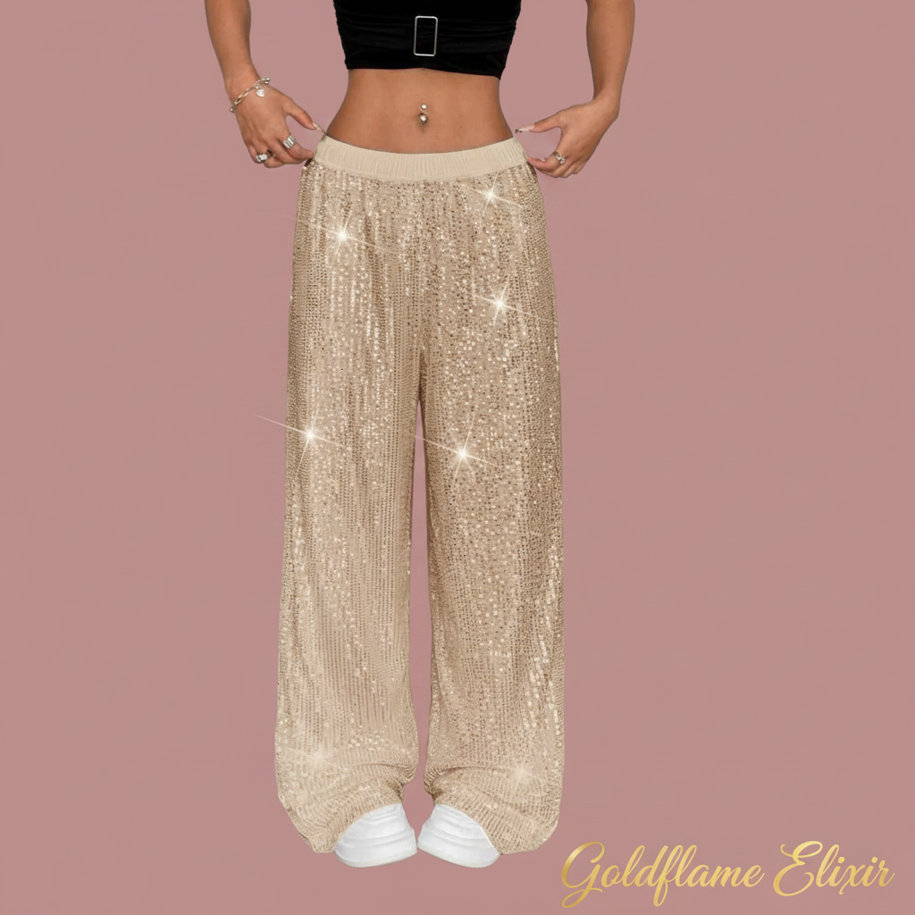 Sequin Wide-Leg Pants: Dazzle and Shine Anywhere You Go - Goldflame Elixir