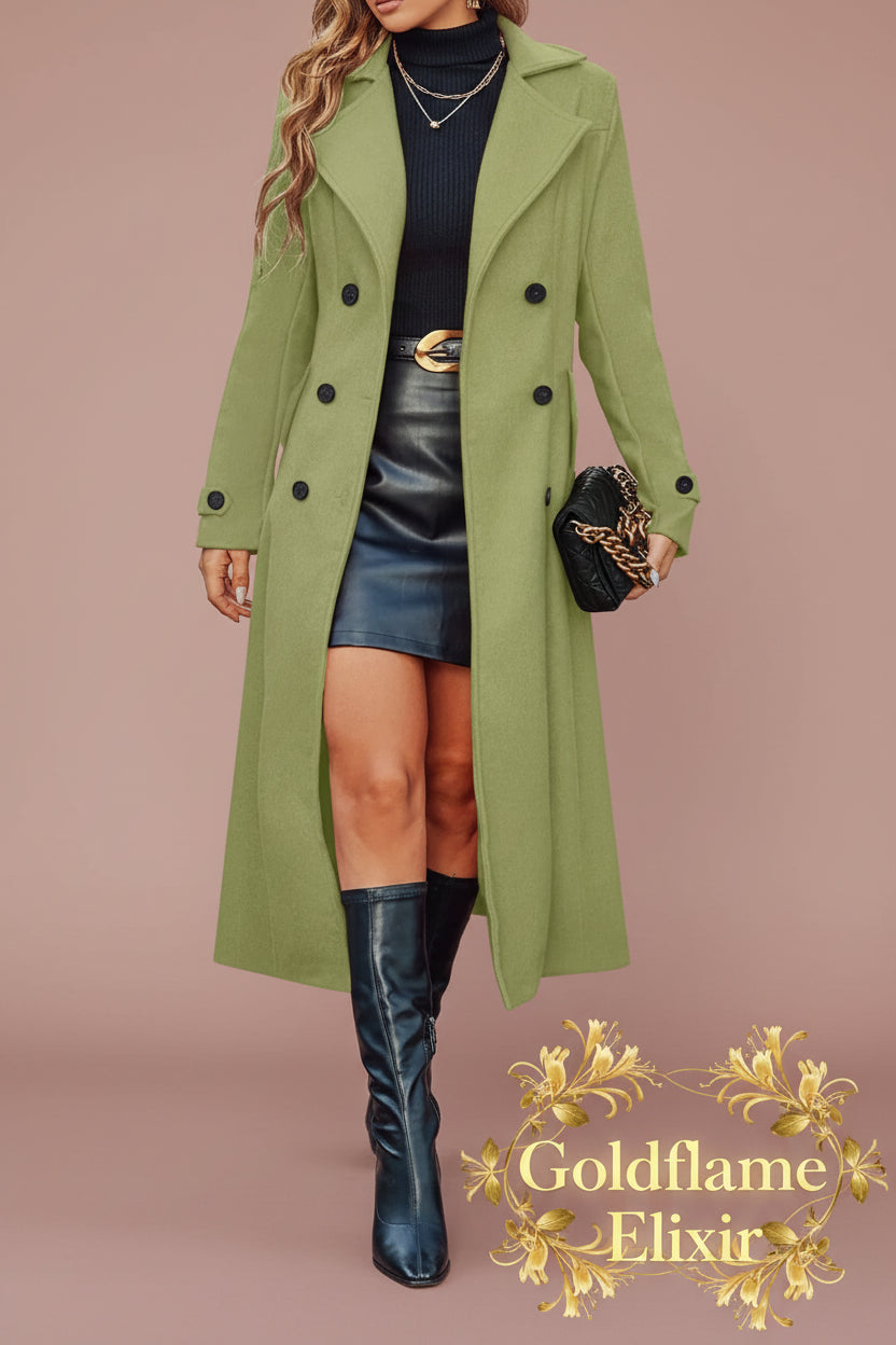 Double-Breasted Longline Trench Coat Plus Size - Timeless Style & Comfort - Goldflame Elixir