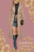 Double-Breasted Longline Trench Coat Plus Size - Timeless Style & Comfort - Goldflame Elixir