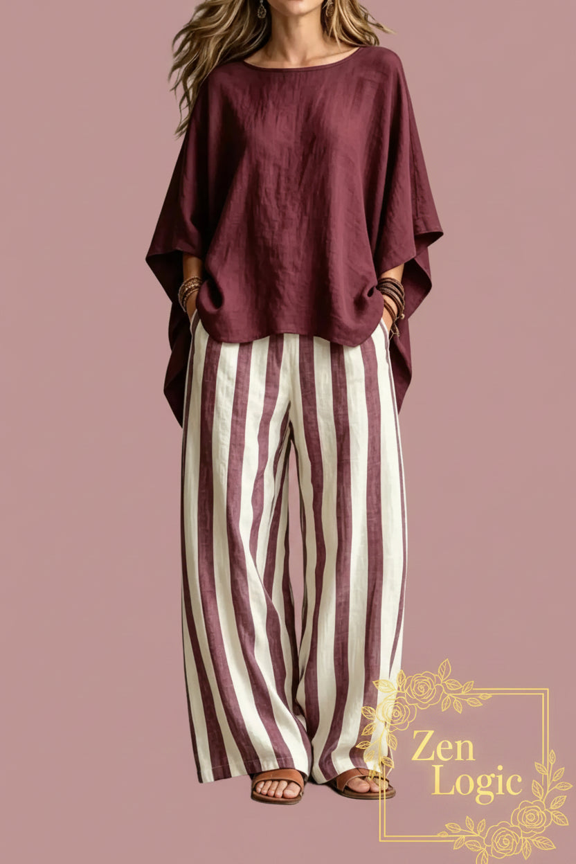 Full Size Solid Color Top and Pants Set Plus Size - Goldflame Elixir