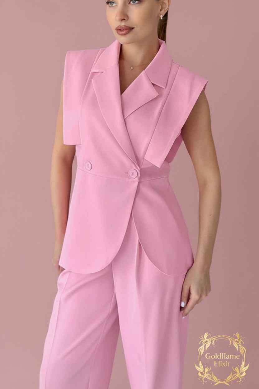 Sleeveless Blazer Pants Set: Elevate Your Style Effortlessly - Goldflame Elixir