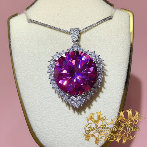 20 Carat Moissanite Silver Pendant Necklace - Radiate Elegance - Goldflame Elixir
