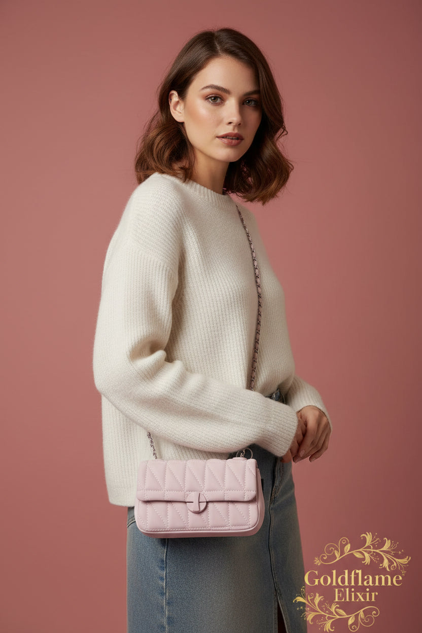 Quilted Flap Chain Crossbody Bag - Goldflame Elixir