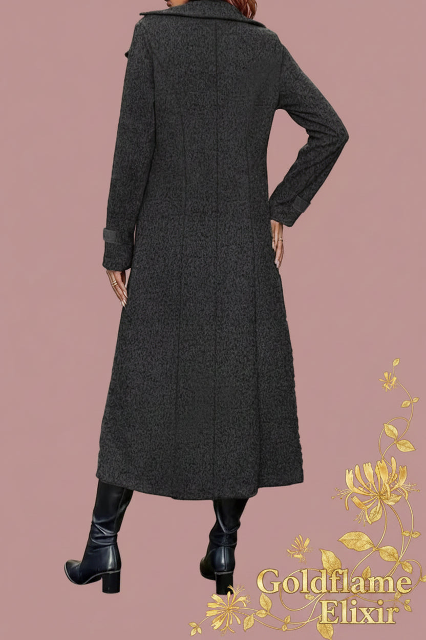 Double-Breasted Longline Trench Coat Plus Size - Timeless Style & Comfort - Goldflame Elixir