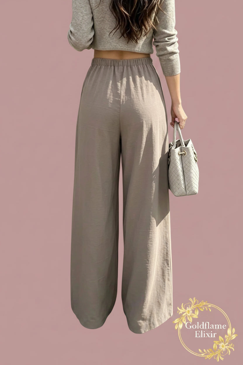 Wide-Leg Pleated Pants - Effortless Style and Comfort - Goldflame Elixir