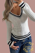 Cable Knit Long Sleeve Sweater – Cozy Elegance for Every Occasion - Goldflame Elixir