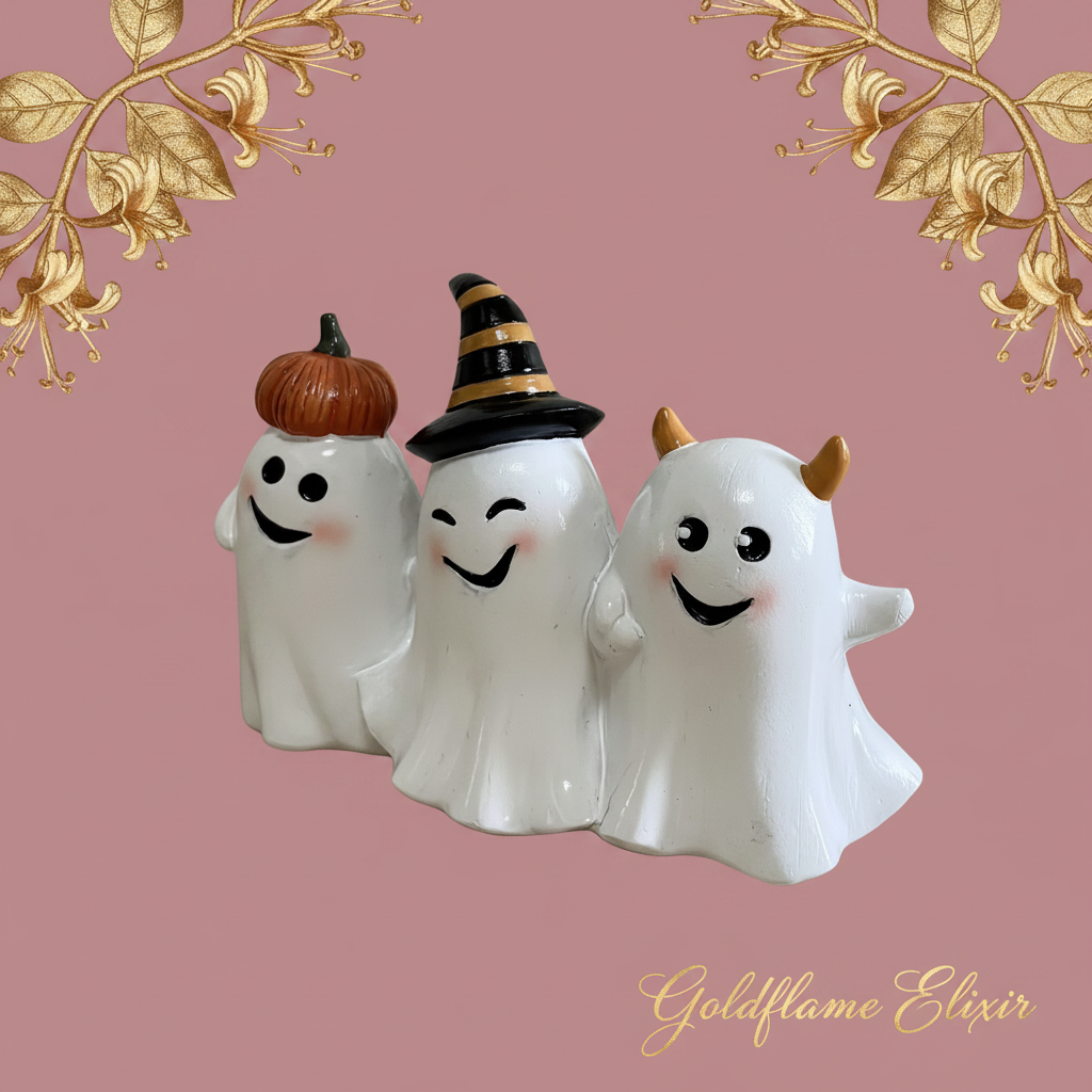 Halloween Ghost Trio Ornament – Spook-tacular Decor for Your Home - Goldflame Elixir