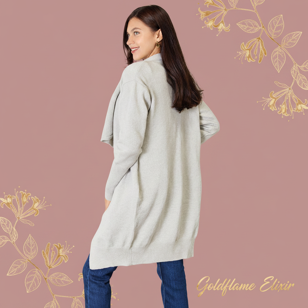 Open Front Duster Cardigan with Pockets - Angel Wings Style - Goldflame Elixir