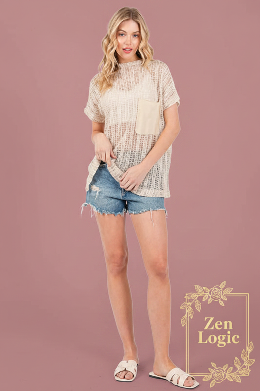 Crochet Mock Neck Cover Up - Chic Beach Essential - Goldflame Elixir