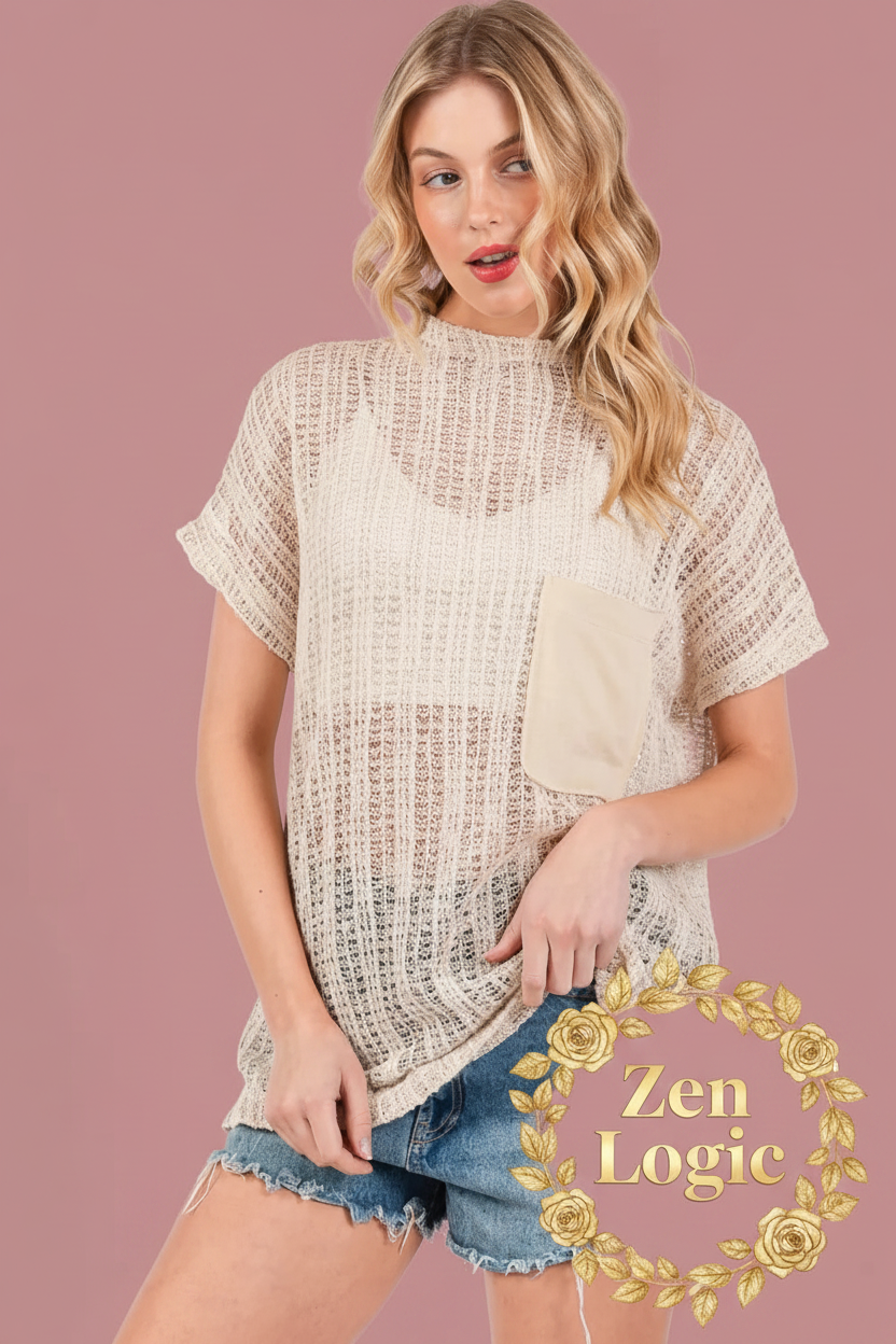 Crochet Mock Neck Cover Up - Chic Beach Essential - Goldflame Elixir