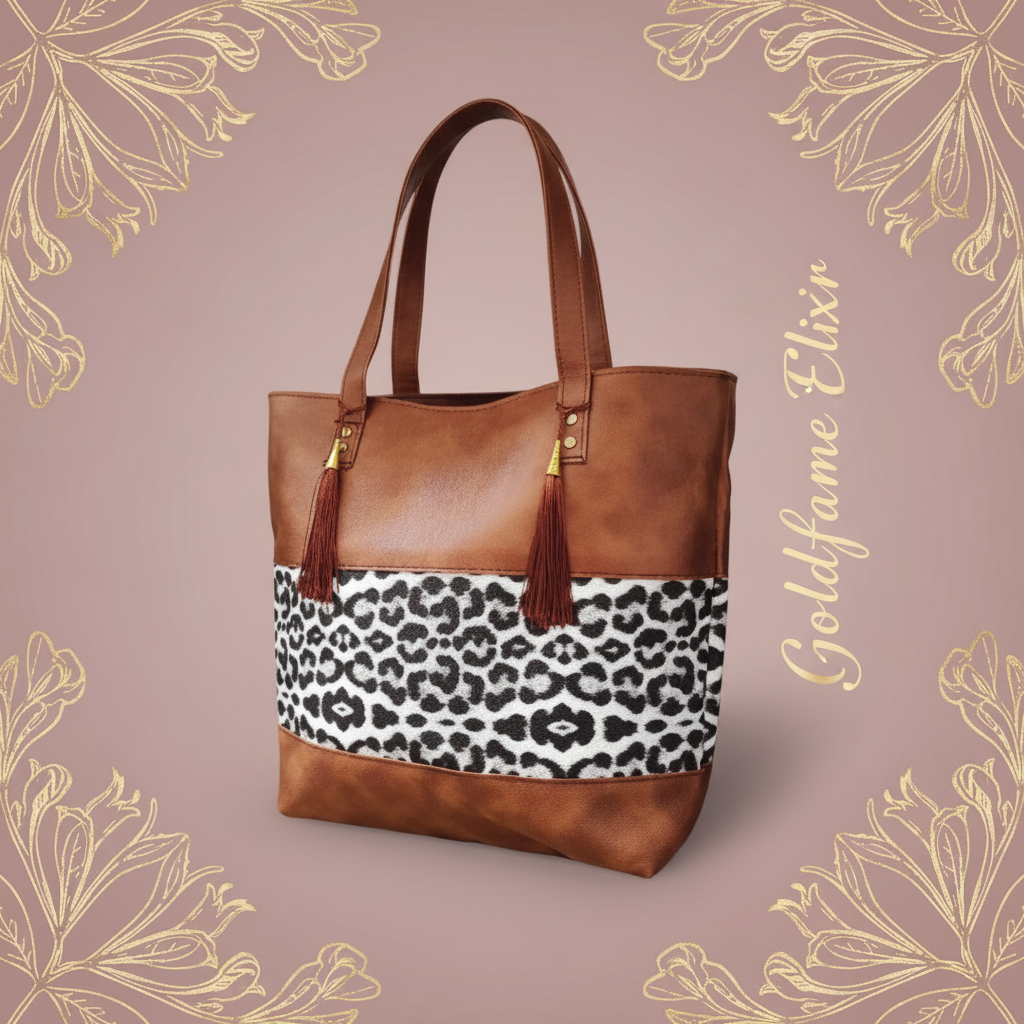 Tassel Leopard Tote Bag – Stylish & Functional Accessory - Goldflame Elixir