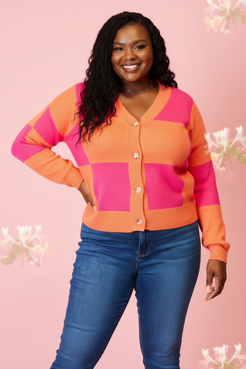 Orange Pink Cardigan Regular - TikTok Ready